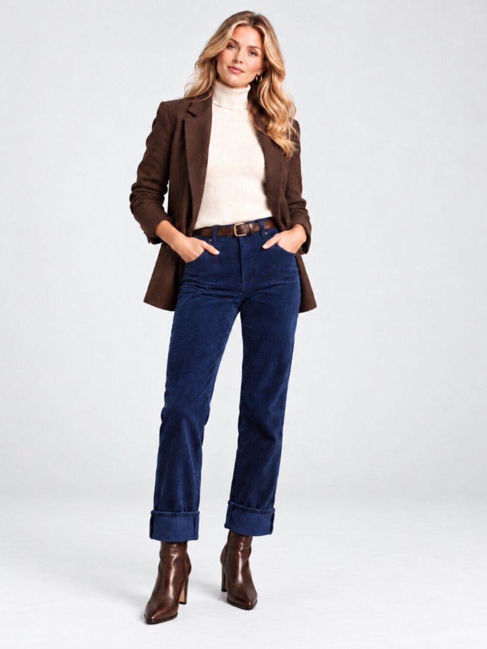 SEO Title Anthropologie Pilcro Parallel Cuffed Corduroy Pants Navy Size 28 NWT